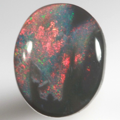 SOLID BLACK OPAL Bright red fire enhanced by jet black opal